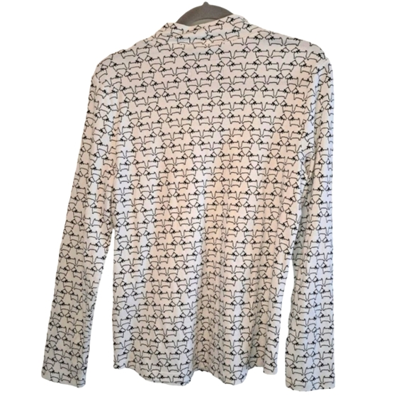 Charter Club Black Scottie Dog Mock Neck Shirt Supima Cotton Size Medium - Picture 2 of 4